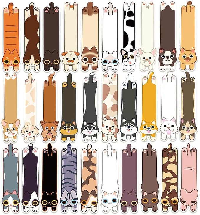 30 Pcs Cat Dog Bookmarks Cute Cats Dogs Theme Paper Bookmarks for Adult Cats Dogs Book Markers for Students Teachers School Home Office Reading Book Lovers,30 Styles