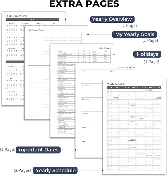 AHGXG Academic Planner 2026-2027, July 2026 - June 2027, Weekly and Monthly, 5.7" x 8.3", Calendar, Agenda for Women, Teacher, Student, School, 12-Month Tabs (Blue)