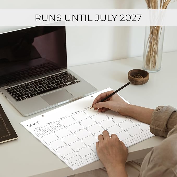 Aesthetic 2026 Desk Calendar 16" x 12" - Runs From January 2026 Until July 2027 - Large Minimalistic Office Desktop/Wall Calendar Pad for Easy Organizing