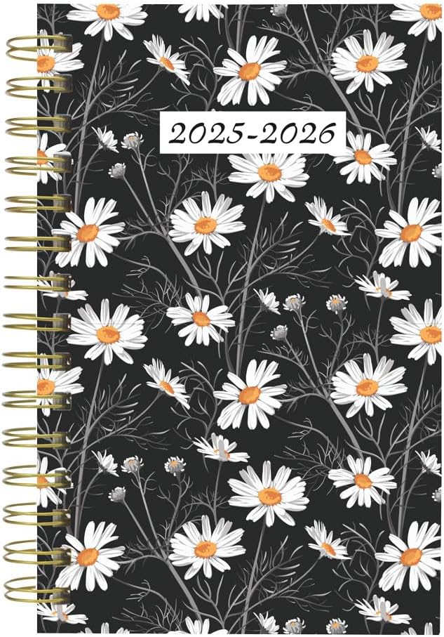 Blueline® Essential Academic Daily/Monthly Planner, August 2025 to July 2026, Twin-Wire Binding, Poly Cover, 8" x 5", Blossom Design, White (CA214PG.01-26)