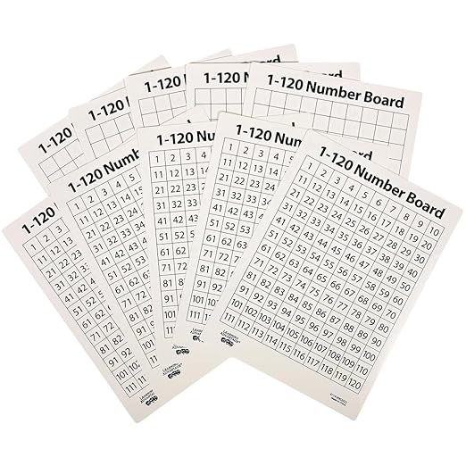 LEARNING ADVANTAGE Dry Erase Boards - Numbers 1-120 - Set of 10
