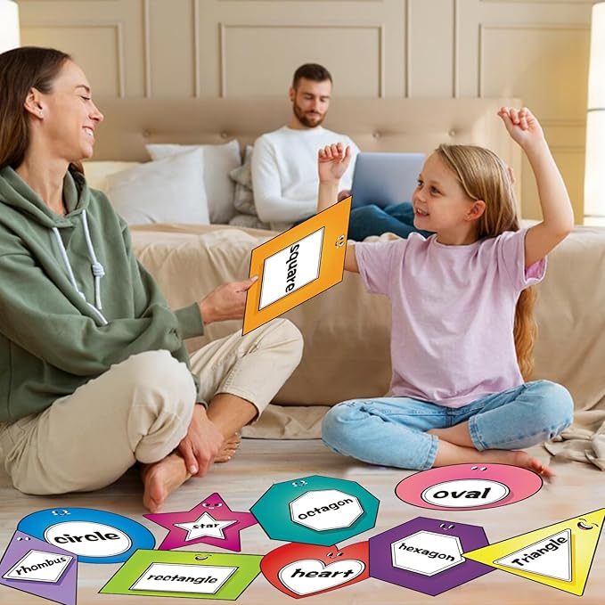 10 Pcs Shapes Bulletin Board Set, Educational Boarders Posters, Shapes for Classroom Wall Decor with 50 Adhesive Dots, Waterproof Cutouts for Toddlers Preschool Kindergarten Learning