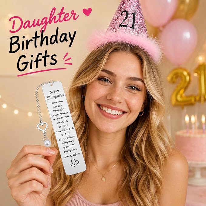 Daughter Bookmark for Teen Girl Daughter Gift from Mom 16th 18th 21st Birthday Gift for Daughters Inspirational Bookmark Gifts for Teen Girl Graduation Gifts for Stepdaughter Her