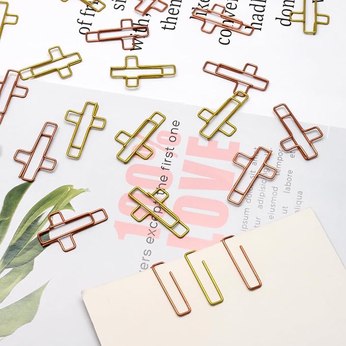 100Pcs Cross Paper Clips, Versatile Bible Paper Clips Journaling Paper Clip, Great Bookmarks for Bible Study Supplies/Christian Office and Home(Gold+Rose Gold)