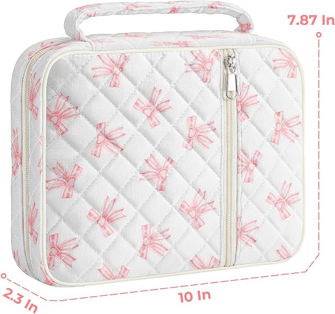 WOBAGMEN Bible Cover Case for Women,Large Bible Tote Bags Organizer Quilted Carrying Case for Girls,Bible Study Supplies Accessories Christian Gifts for Women (Pink Cute Bow, M)