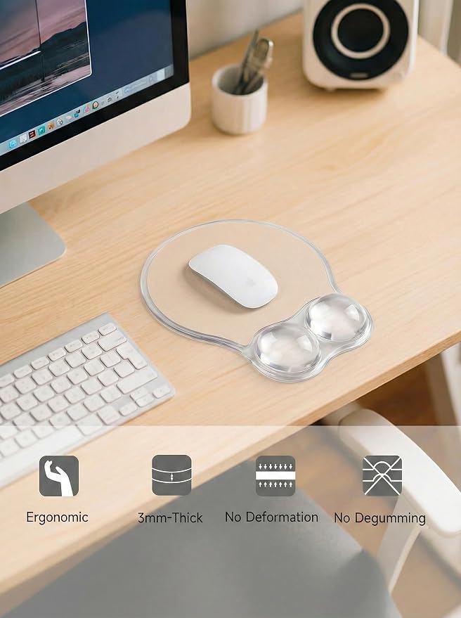 Ergonomic Gel Mouse Pad Wrist Rest Support for Desk, PU Base, Smooth Surface, Crystal Gel Cushion, Non-Slip Stability, Mousepad for Office/Home/Study Skin Tone AMP-03