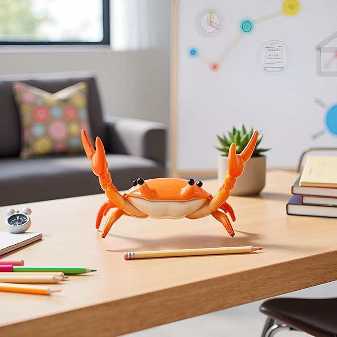 Orange Creative Crab Pen Holder Weightlifting Crabs Pen Stand Storage Rack, Office Desktop Decoration, Pencil Holders Desk Supplies Holders and Dispensers, Desk Accessories and Workspace Organizers