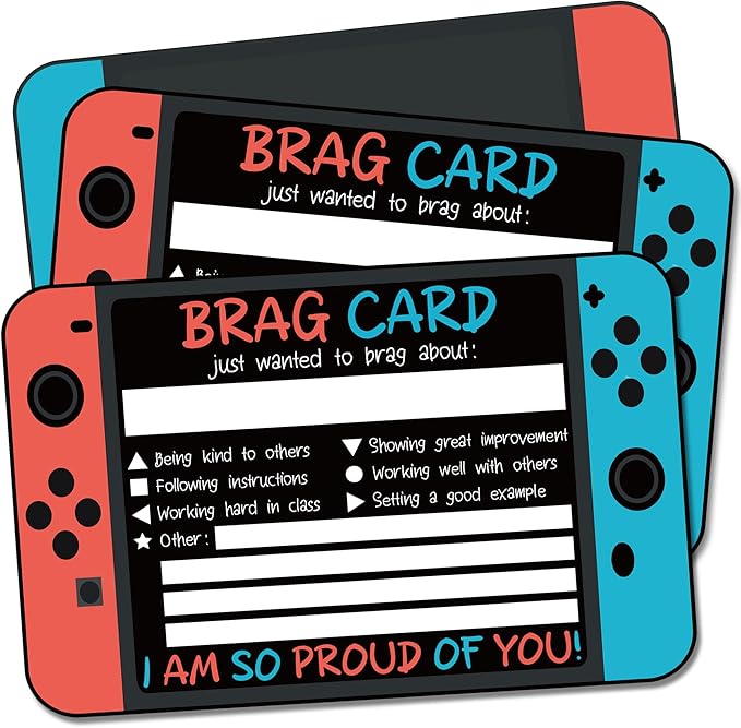 Video Game Teacher Mail Brag Cards - 50 Postcards for Positive Notes Home to Parents, Classroom Incentive Cards for Elementary School Teacher Supplies