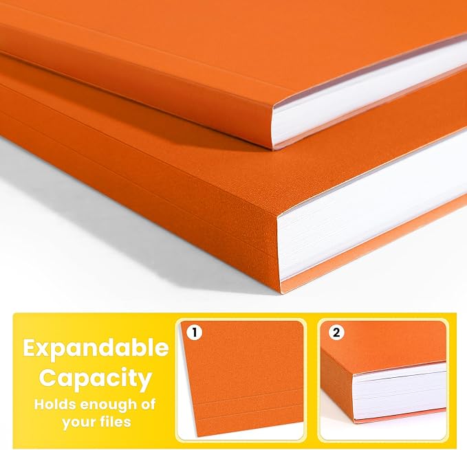 SUNEE File Folders, 120 Pack Manilla Folders 8.5 x 11, 1/3 Cut Tab for Easy Labeling and Organization, Durable Standard Paper for Home, Office, School Filing, Orange