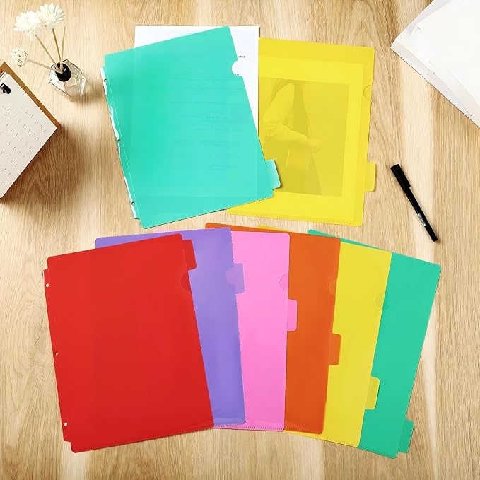 Kosiz 18 Pcs Binder Dividers for 3 Rings Binders Index Dividers with Pocket Plastics Sheets Protectors with Tab Labels for School Office Organization(Bright Color)