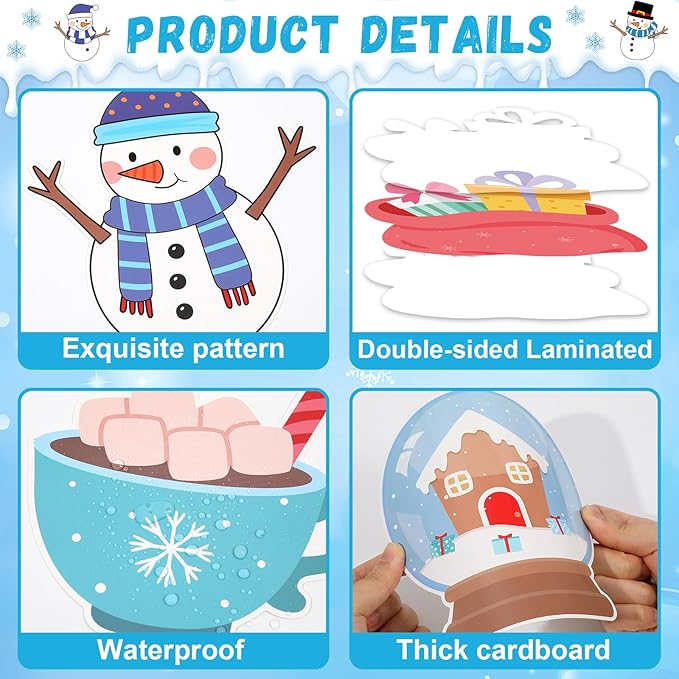 Winter Bulletin Board Decoration Set Christmas Snowman Classroom Decorations Chillin with My Snowmies Bulletin Board Winter Tree Snowflake Cutouts for Holiday Party School Home Chalkboard Wall Decor