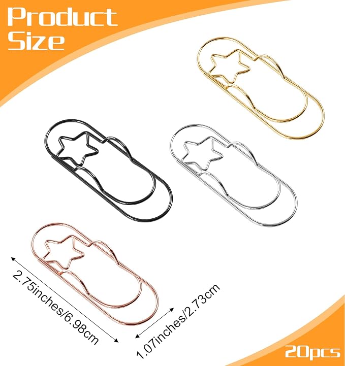 20 Pcs Metal Pen Clip, Paperclip Pen Holders for Notebooks & Planners, Multifunctional Bookmark Clips, Office School Supplies