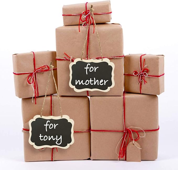 16 Pack Chalkboard Tags with Hanging String, Double Sided Blackboard Wooden Mini Chalkboard Signs, Erasable Message Board Signs for Wedding or Party Decorations, Food Tags