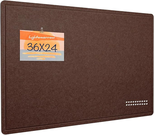 Bulletin Board, 36 x 24 inches Felt Board - Decorative Pin Board, Cork Board Alternative for Wall, 3' x 2' Foldable Picture Board Self-Adhesive Vision Board with 20 Pushpins - Saddle Brown