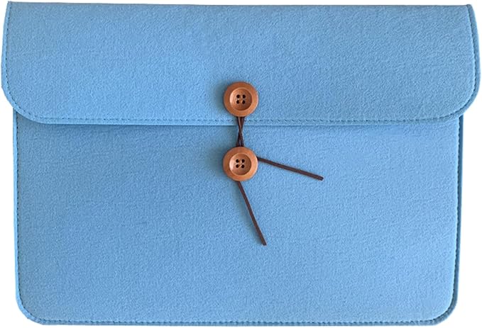 A4 Document Holder Felt File Folder Paper Portfolio Case Letter Envelope Folders with String Tie Closure (1, Sky Blue)