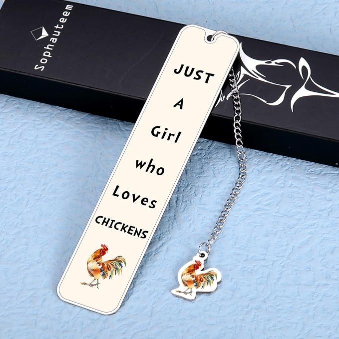 Funny Book Marks for Reading Women Chicken Lover Bookmark for Women Girls Farm Animal Lover Gift Reading Accessory Birthday Christmas Gift Gag Gifts Basket Stuffers Just a Girl Who Loves Chickens