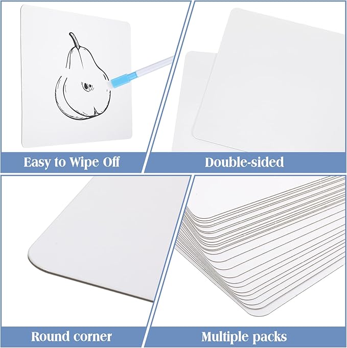 Fulmoon Dry Erase Lapboard Set with Markers Dry Erase Boards Classroom Pack Small White Board 9"X12" Mini Double Sided Whiteboard Set Lapboards for School Supplies(50 Pcs)