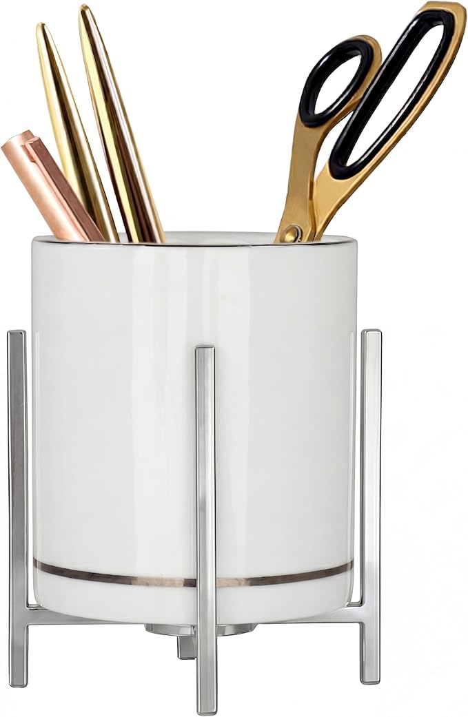 Pen Pencil Stand Holder for Desk, Office Desk Accessories Organizer Decor for Men Women, Desktop Stationery Makeup Brush Organizer for Girls