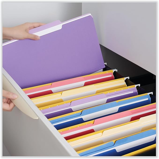 Universal 12305 Recycled Interior File Folders, 1/3 Cut Top Tab, Letter, Violet, 100/Box