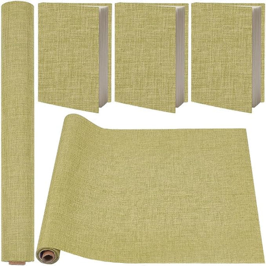 CRASPIRE 51 x 11.8 Inch Linen Book Cover Cloth Book Binding Cloth Polyester Surface Paper Backed Dark Khaki Woven Book Fabric for Books Album Scrapbooking Archival DIY Covering Bookbinding Protector