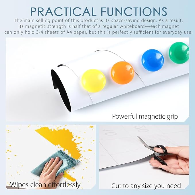 Magnetic Dry Erase Board Paper，16" x 24"Self-Adhesive Whiteboard for Walls， Ideal for Office, Home and School, Perfect for Bulletin, to-Do Lists and Kids' Graffiti Wall