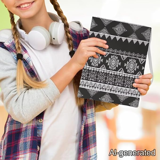 Dreaweet Black Aztec Tribal Pattern Book Cover Book Sleeve for Paperback Book Protector Case Stretchable Hardcover Covers Sleeve for Book Lovers,Washable