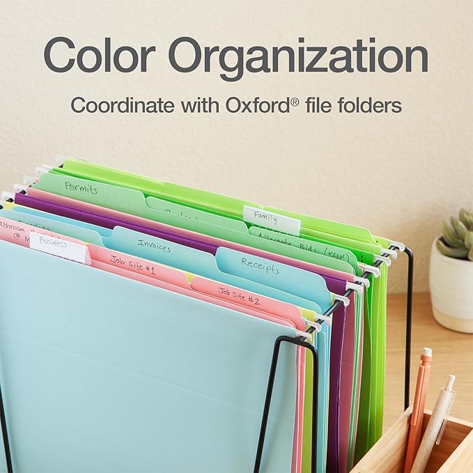 Oxford Hanging File Folders, 6 Pack, Letter Size (8.5" x 11"), 6 Assorted Colors, 5 Tab Positions, Includes Tabs and Inserts, Hanging Files for Office and Document Organization