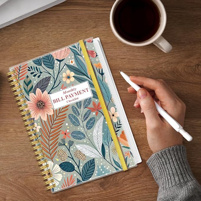 Monthly Bill Organizer - Monthly Bill Payment for Personal Budgeting Financial, Payments Checklist Organizer, 5.8" x 8.5", Flower-A
