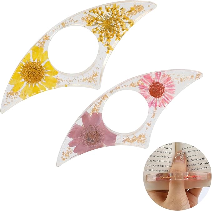 2PCS Book Page Holder,Dried Flower Resin Page Holders for Reading,Page Holder,Gifts for Book Lovers,Book Accessories Book Lover,Thumb Book Page Holder,Book Page Holders for Reading,Gifts for Readers