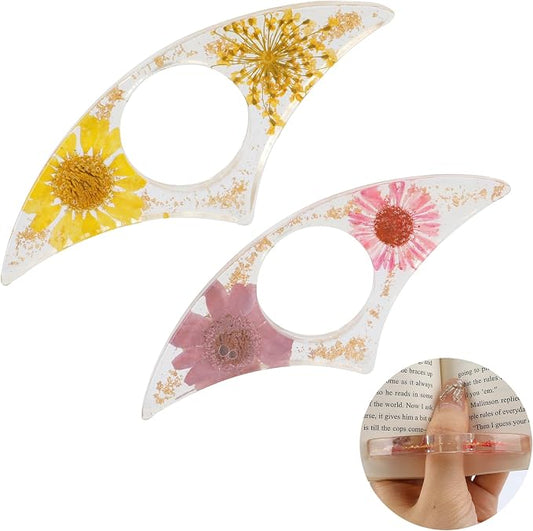 2PCS Book Page Holder,Dried Flower Resin Page Holders for Reading,Page Holder,Gifts for Book Lovers,Book Accessories Book Lover,Thumb Book Page Holder,Book Page Holders for Reading,Gifts for Readers