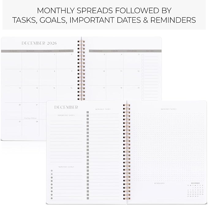Beautiful 2025-2026 Monthly Planner and Calendar Book - To Do List Notebook That Easily Organizes Your Tasks to Boost Productivity - Runs From January 2025 Until December 2026