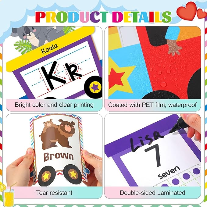 Train Alphabet Number for Classroom Wall Train Shaped Bulletin Board Manuscript Educational Cards ABC Letters Numbers Shapes Colors Poster for Preschool Elementary Early Learning Decor