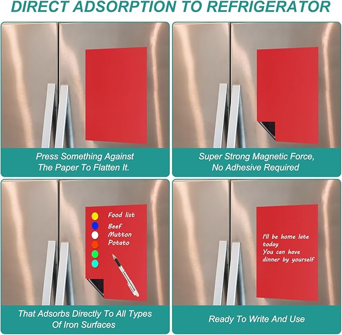 PATIKIL Magnetic Dry Erase Board Sheet for Fridge, 3 Pcs 12 x 8 Inch Erasable Refrigerator Whiteboard for Kitchen for Home Kitchen Organizer Planner Office Storage, Red (0.6mm)