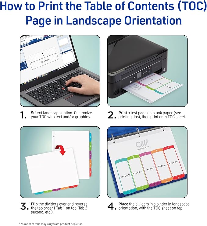 Avery 1-31 Dividers for 3 Ring Binders, 31 Tabs per Set, Customizable Table of Contents, Multicolor Arched Tabs, Great for Organizing Reports, Projects, and More (12 Sets of 11846)