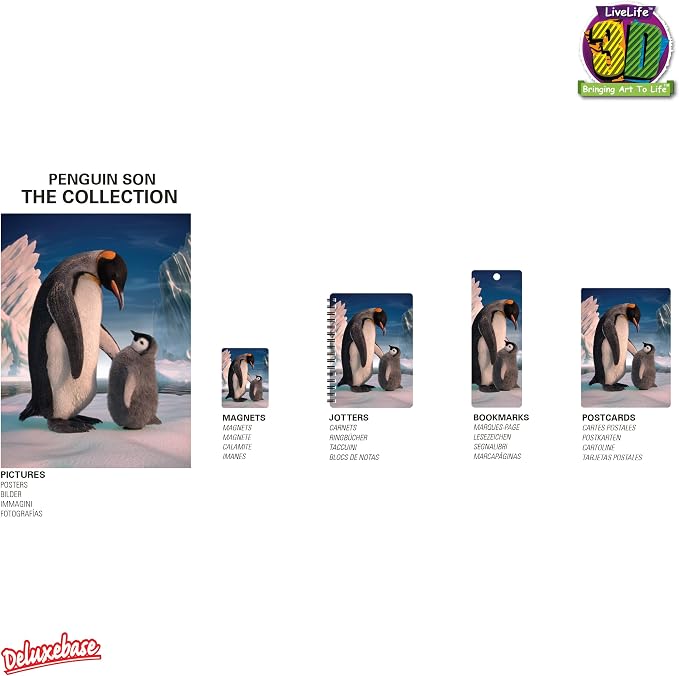 3D LiveLife Bookmark - Penguin Son from Deluxebase. Cute Lenticular Penguin Page Marker. Animal Themed Accessories for Book Lovers. Small Gifts for Men, Women, Writers and Teachers.