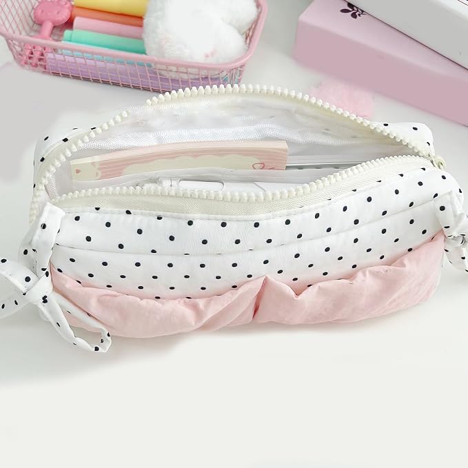 Big Bowknot Pencil Case High Capacity Pen Pouches Pencils Organiser Travel Makeup Bag for Student Women School Office
