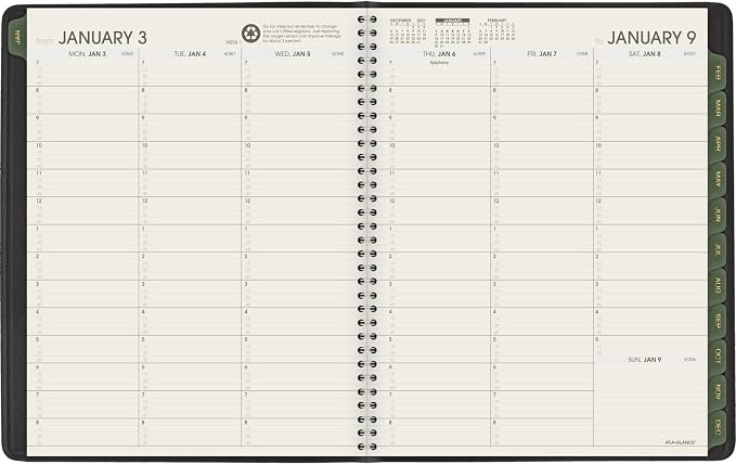 at-A-Glance 2022 Weekly & Monthly Appointment Book & Planner by at-A-Glance, 8-1/4" x 11", Large, Recycled, Black (70950G05)