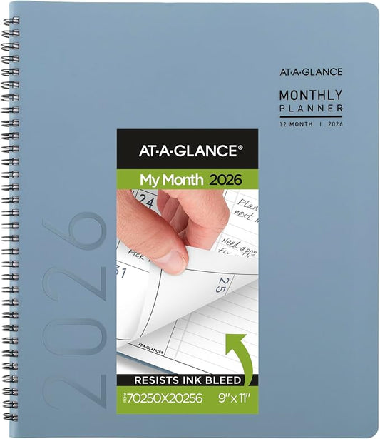 AT-A-GLANCE 2026 Planner, Monthly, 9” x 11”, Large, Contemporary, Drizzle (70250X2026)