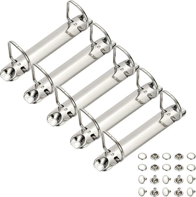 PATIKIL B7 2 Hole Ring Binder Mechanisms, 5 Set 0.98" D Ring Replacement Binder Planner Loose Leaf Binding Spines for Organizers DIY Fill Paper Storage Folder Accessories, 20mm Silver Tone