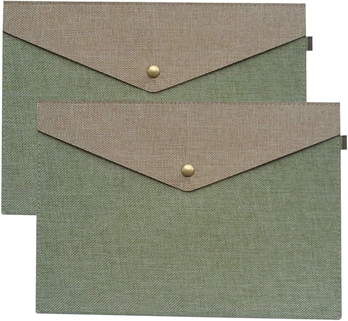 Durable A4 File Folder Document Holder Portfolio Envelope Felt Folder Case with Snap Closure Set of 2 Green