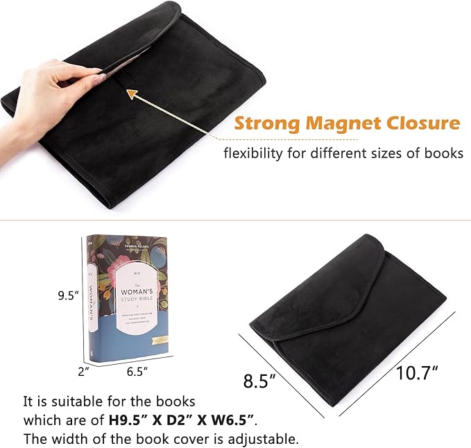 Reusable Adjustable Book Cover with Strong Magnetic Closure – Soft Protective Book Sleeve for Paperback & Hardcover, Fits Up to 9.5” x 6.5” x 2” Books – Flexible, Washable & Reusable Book Protector
