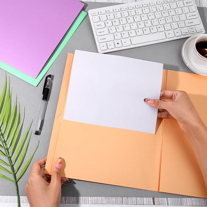 6 Pcs Tri Fold Folders with Pockets 3 Hole Punched 3 Pockets, Durable Tri Fold Folders with Prongs for School Office College Back to School Supplies Fit 8.5 x 11 Inch Letter Size(Pastel)