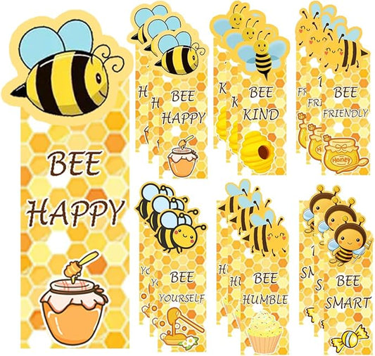 Cute Bee Bookmarks,1.6 * 5.5Inch Motivational Paper Bookmark Pack,60PCS Book Marks for Reading,Class Supplies for Students in Bulk,Fun Bookmarks
