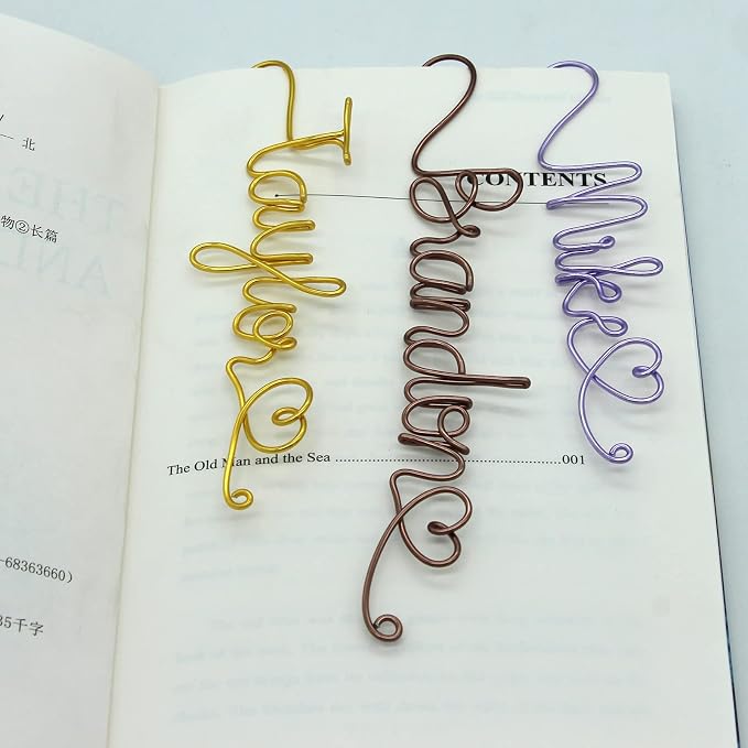 Personalized Wire Name Bookmark Custom Bookmark Unique Name with Heart Ideal Gift for Bookworm and Book Lover Teacher Father Husband Gift Anniversary Booklovers