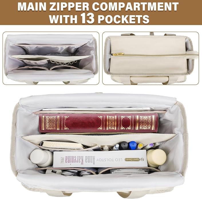 Bible Bag for Women with Shoulder Strap,Bible Carrying Case,Church Bag with Multiple Pockets for Bible Study Accessories