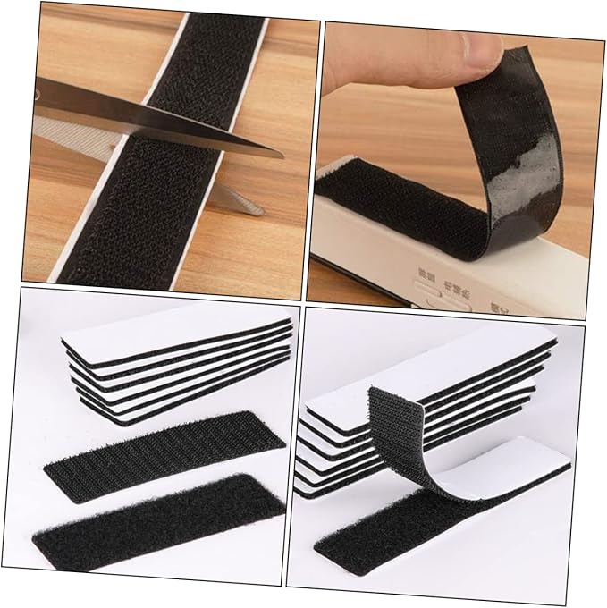 NUOBESTY 25pcs Strong Adhesive Hook and Loop Tape for Home Organization Versatile Double-Sided Household Adhesive Stickers for Securing Cushions Wall Decor and Crafts Black
