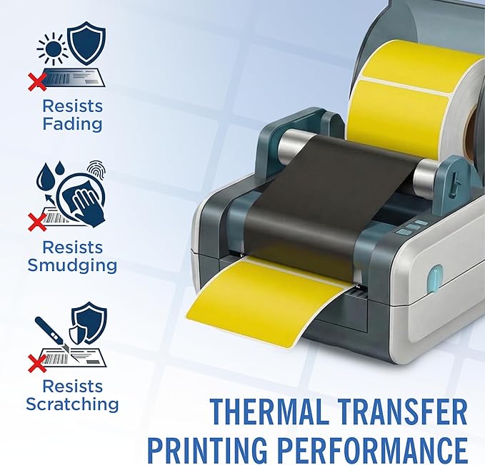 4" X 6" Direct Thermal Shipping Labels | Yellow | 1" Cores w/Perfs Easy Tear | Made in USA | Printing Label | 250 Labels | 250 Labels per Roll | 1 Rolls | Blank Labels