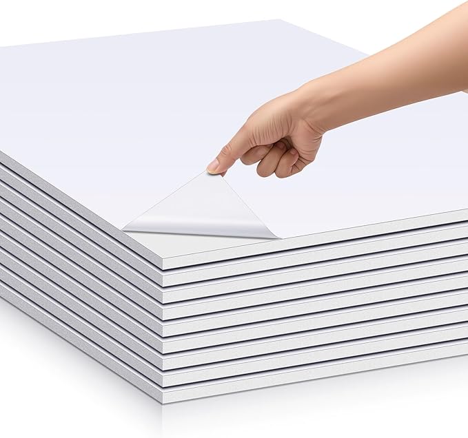Pushglossy 25 Sheets 32 x 40 x 3/16" Self Adhesive Foam Board White Self-Adhesive Tack Foam Boards Large Free Mounting Poster for Crafts Presentation Vision Board Signboard and Party Decorations