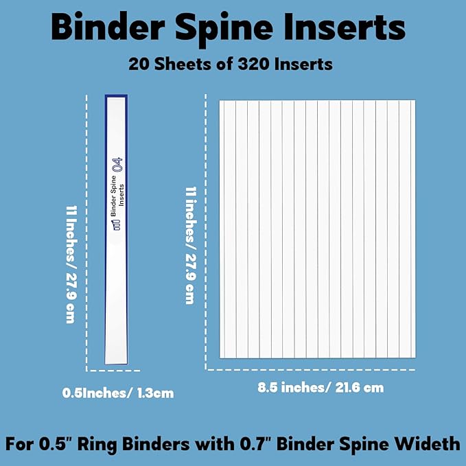gisgfim 20 Sheets Binder Spine Inserts 1/2 Inch Spine Width White Edge Labels 92LB Printable Side Identifiers for Inkjet Laser Printers Cardstock View Binders Labels 16 Inserts/Sheet