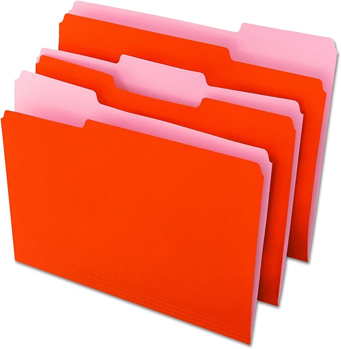 Universal 10507 File Folders, 1/3 Cut One-Ply Top Tab, Letter, Orange/Light Orange (Box of 100)